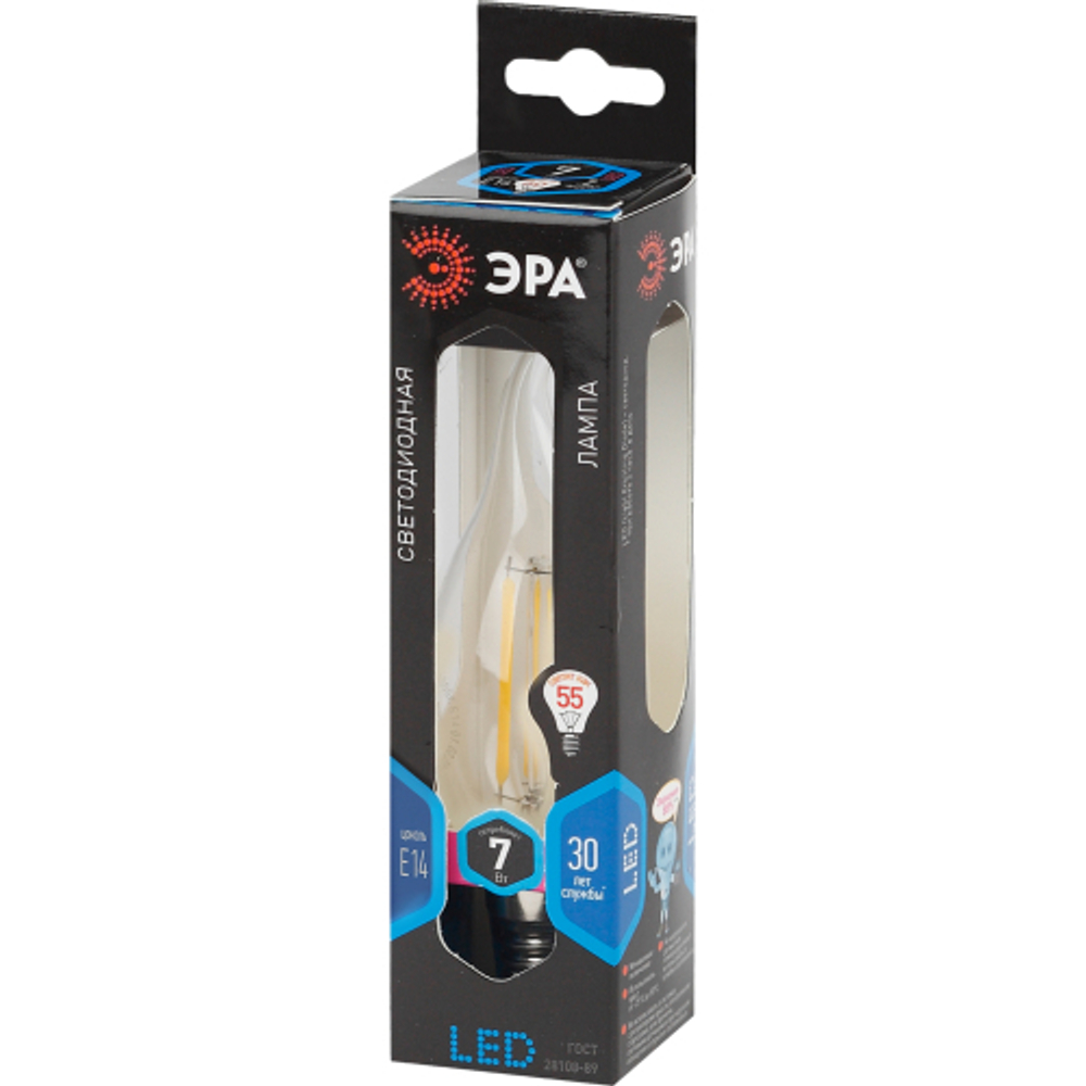 Лампа светодиодная ЭРА F-LED BXS-7W-840-E14 7Вт филамент свеча на ветру нейтральный белый свет Е14
