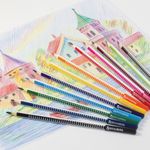 Карандаши цветные BRAUBERG "Бабочки", набор 12 цветов, трехгранные, корпус с полосками, 181285