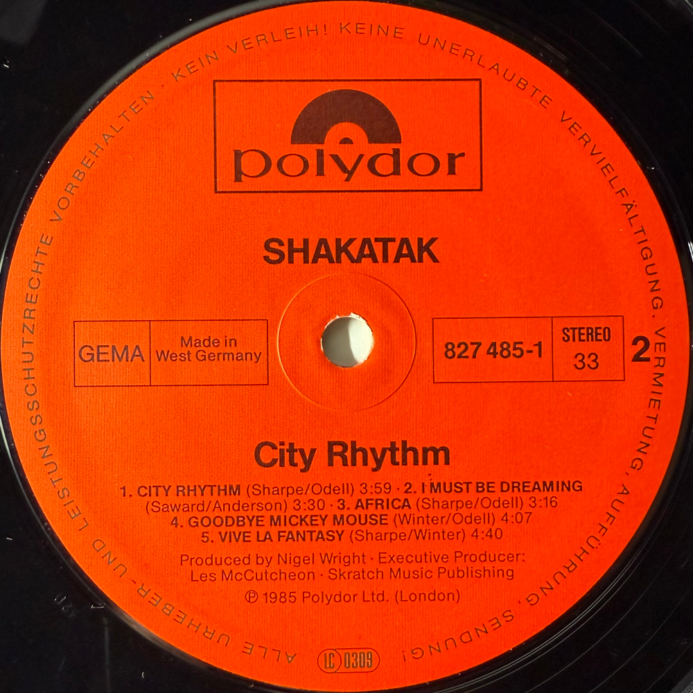 Shakatak - City Rhythm (Германия 1985г.)