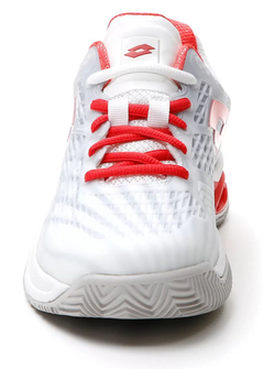 Женские Кроссовки теннисные Lotto Mirage 100 Clay - all white/red poppy