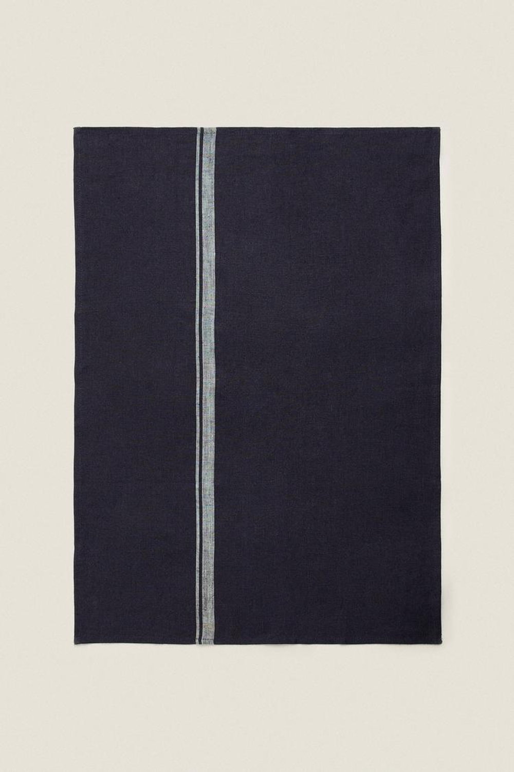 ZARA HOME ПОЛОСАТОЕ ЛЬНЯНОЕ ПОЛОТЕНЦЕ, СИНИЙ
