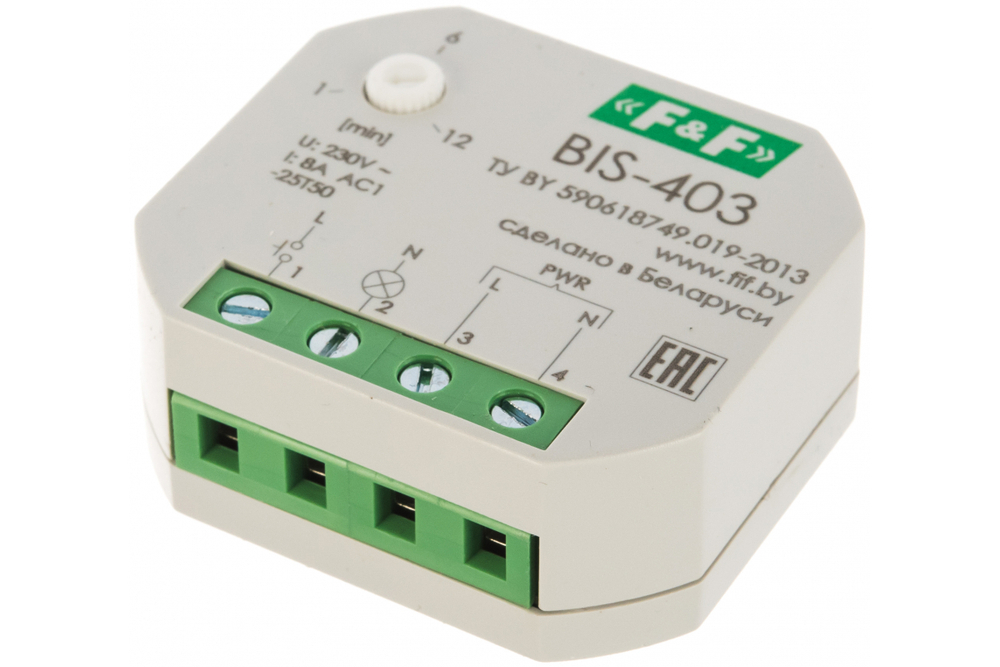 Реле импульсное BIS-403 230В 8А 1Z с лестничным автоматом