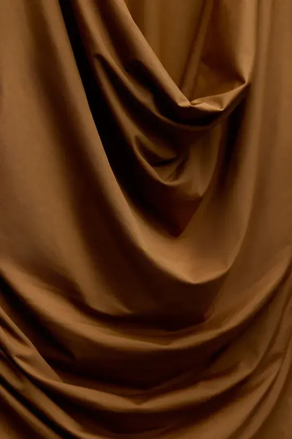 ZARA ТОП ИЗ ПОЛИАМИДА СО СБОРКАМИ, СВЕТЛО-КОРИЧНЕВЫЙ