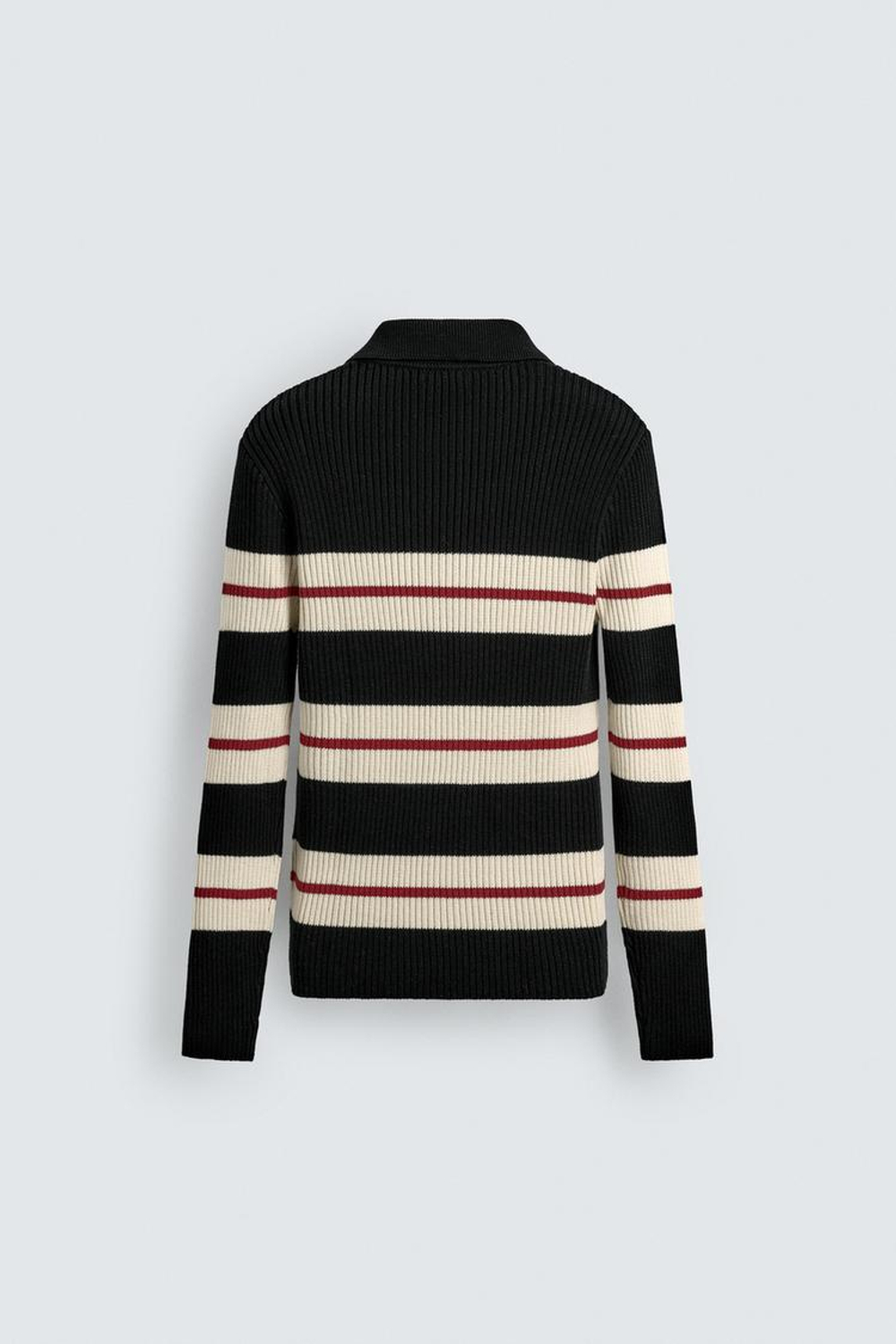 ZARA ЖАККАРДОВОЕ ПОЛО В ПОЛОСКУ, ЧЕРНЫЙ