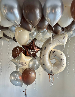 Воздушные гелиевые шарики с доставкой по Хабаровску хоккей шоколад/песок №4954
