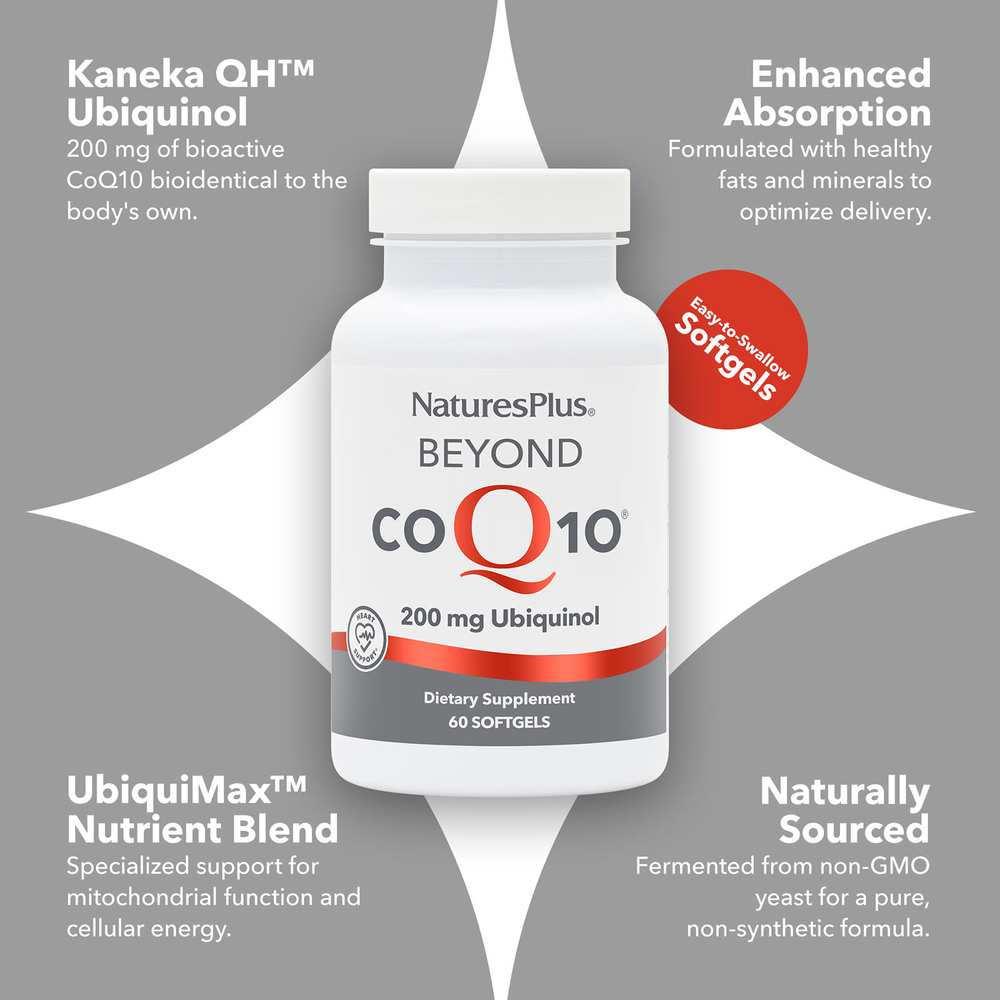 NaturesPlus, убихинол Beyond CoQ10®, 200 мг, 60 капсул