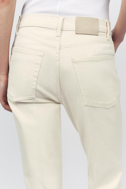 ZARA УКОРОЧЕННЫЕ ДЖИНСЫ С ВЫСОКОЙ ПОСАДКОЙ, ЖЕЛТОВАТО-БЕЛЫЙ