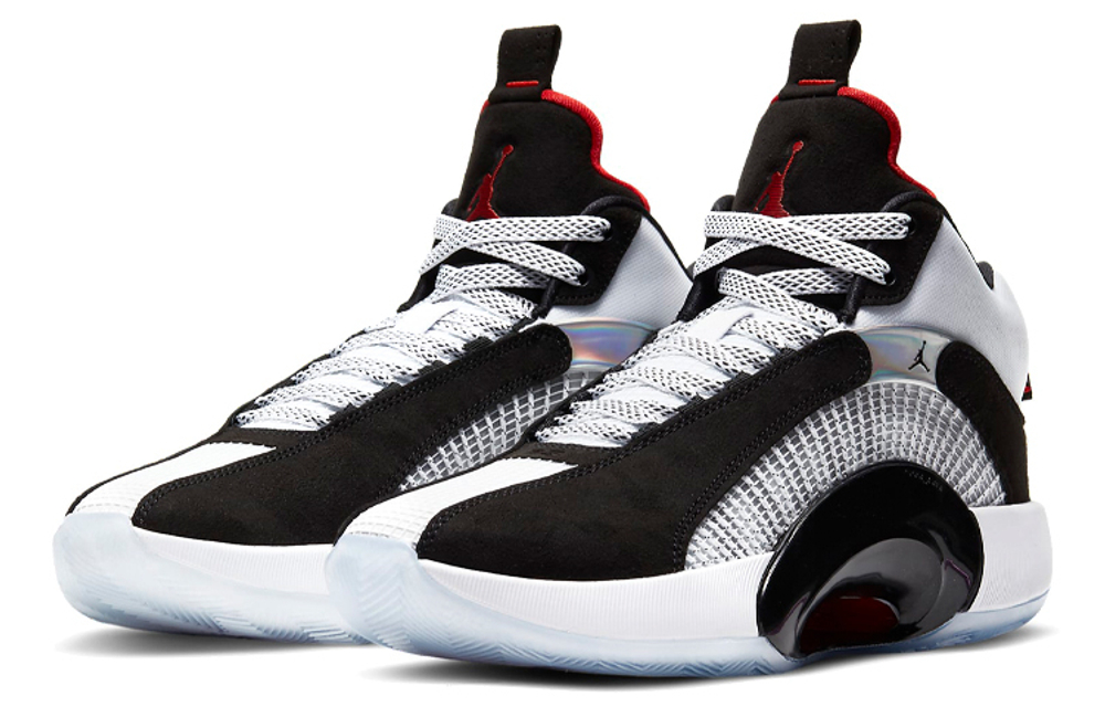 Jordan Air Jordan 35 comfortable and versatile shock absorption, non-slip wear-resistant high-top basketball shoes men's black and white red