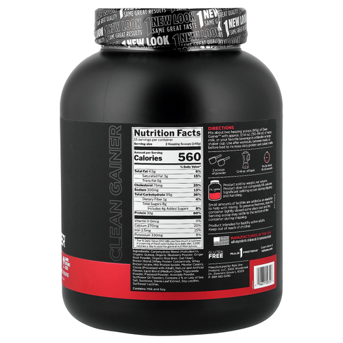 Rule One Proteins, Clean Gainer, со вкусом шоколада и арахисовой пасты, 2,18 кг (4,80 фунта)