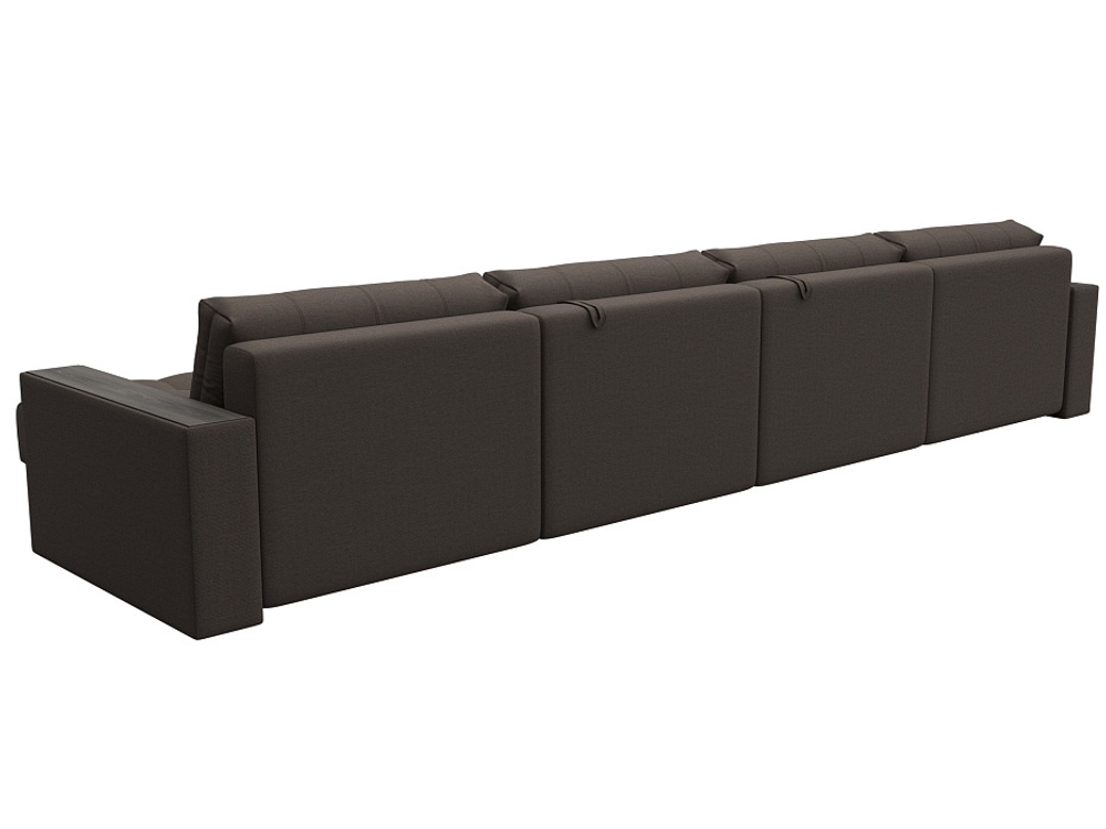 Диван П-образный с декором Лига-049 НПБ Лонг, Амур 05 рогожка коричневый.