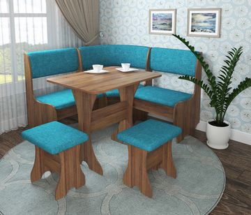 Кухонный уголок compatto "Оливьер" (Дуб Аризона/Рогожка Savana Plus Lagoon (AT)) EsandwichKУ-02