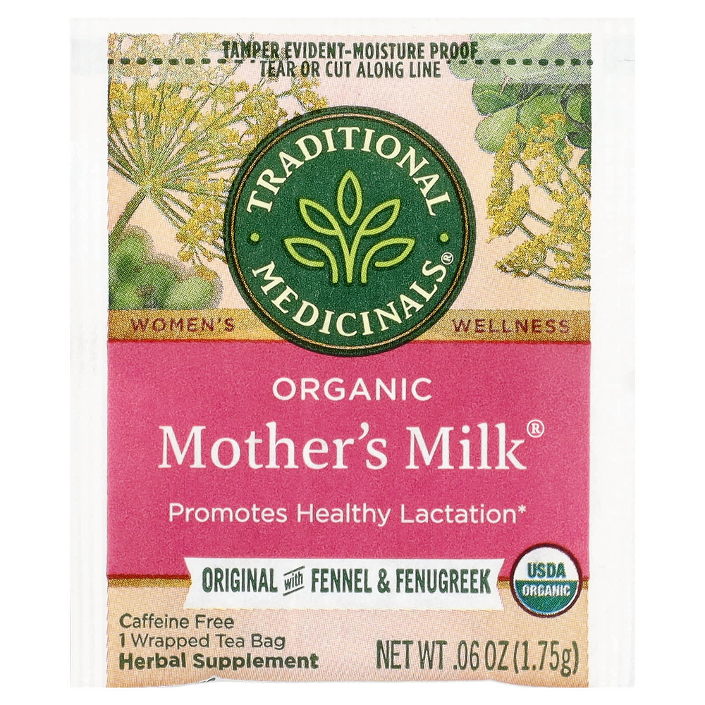 Traditional Medicinals, Organic Mother's Milk®, оригинальный с фенхелем и пажитником, без кофеина, 32 чайных пакетика в упаковке, 56 г (1,98 унции)