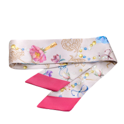 Шелковый твилли шарф Mollen Забава розово-пудровый