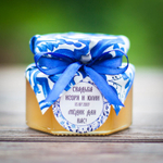 Бонбоньерка с медом на свадьбу, 140 грамм, стиль "Гжель и Хохлома"