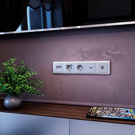 Розетка с заземлением Werkel серебряный W1171006 4690389157707