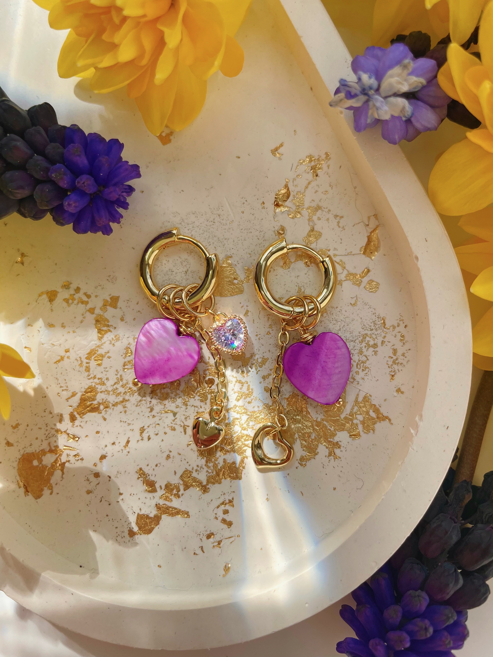 Серьги Ирис с перламутром и фианитом