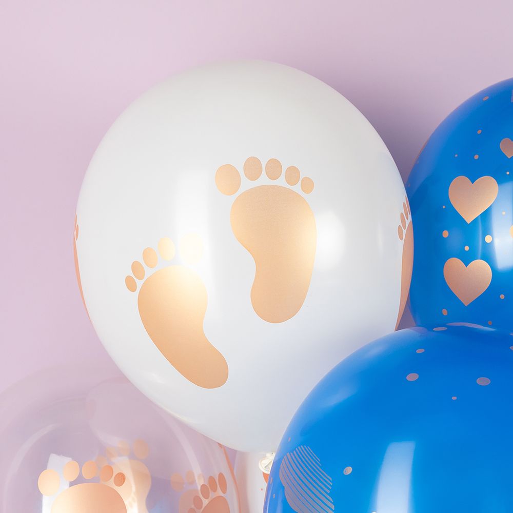 Шар (12''/30 см) Новорожденный (сердца и облака), Ассорти, кристалл, 5 ст, 25 шт.