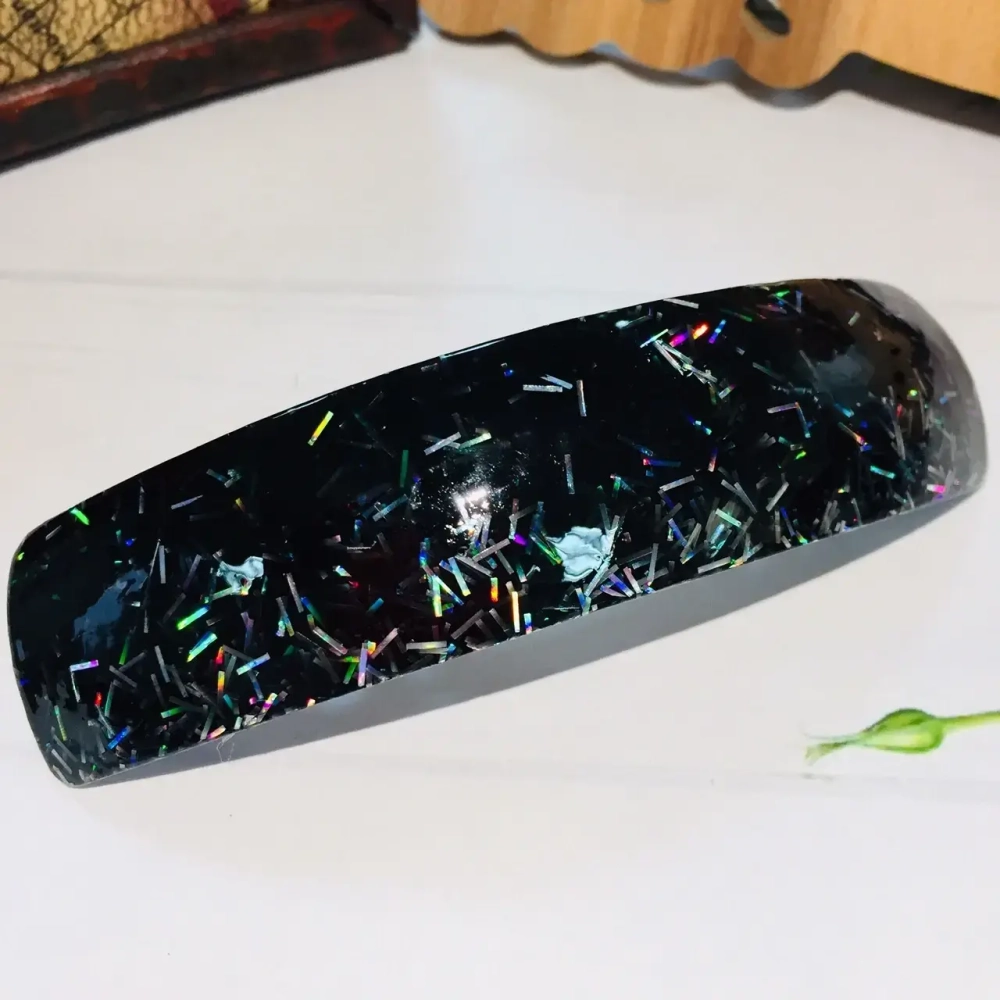 Заколка автомат «Lady Collection - Блеск», овал., 6 цветов, 9*2,5см (Кокетка)