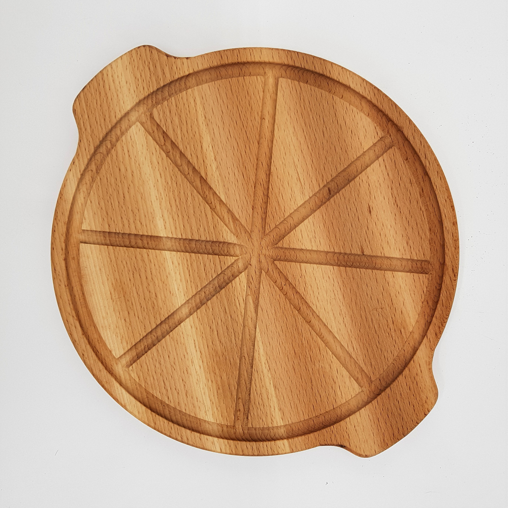 Доска для пиццы;круглая с ручками;бук;D=300мм