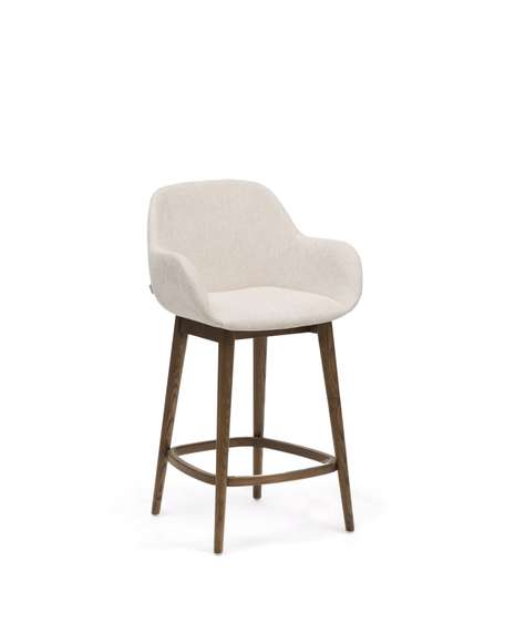 Полубарный стул Konna 65 см бежевый с ножками из темного ясеня