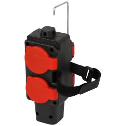 Колодка ЭРА KB-4e-R-IP44 с заземлением 4 розетки 16A IP44 красная | Колодки