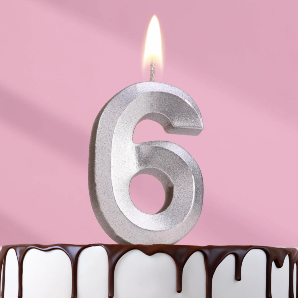 Свеча-цифра 6 грань, серебро