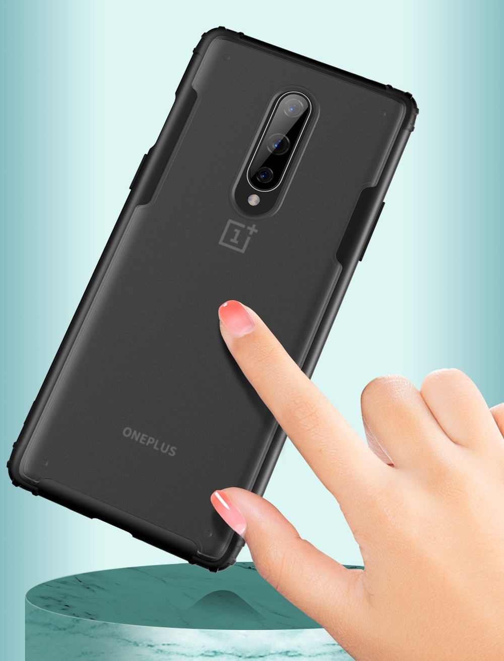 Чехол защитный на OnePlus 8 черные рамки, серия Ultra Hybrid от Caseport