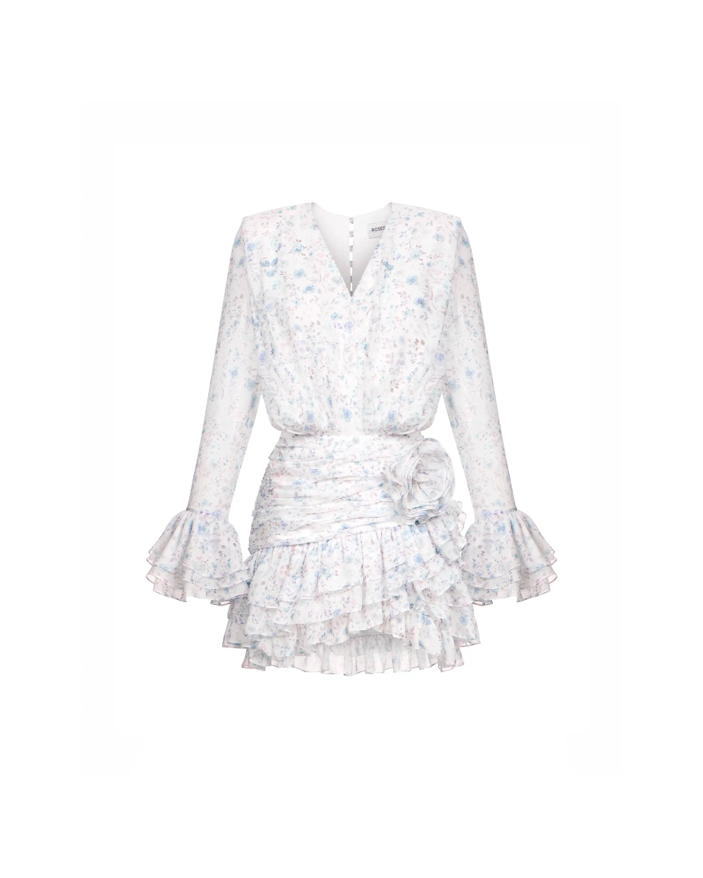 Мира мини (Mira mini), платье мини из молочного шифона с цветочным принтом