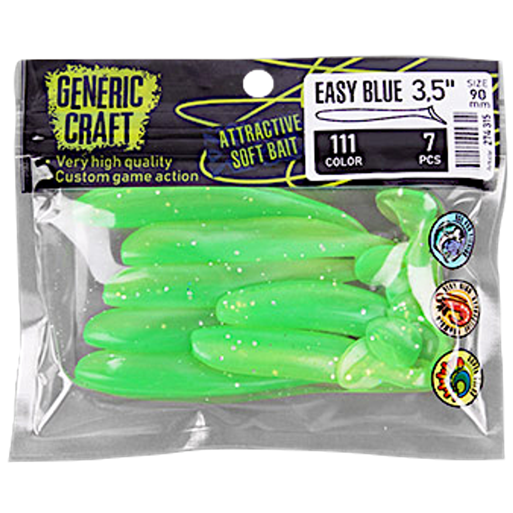 Мягкая приманка Generic Craft Easy blue 4.0in 100мм 7шт 5.0г