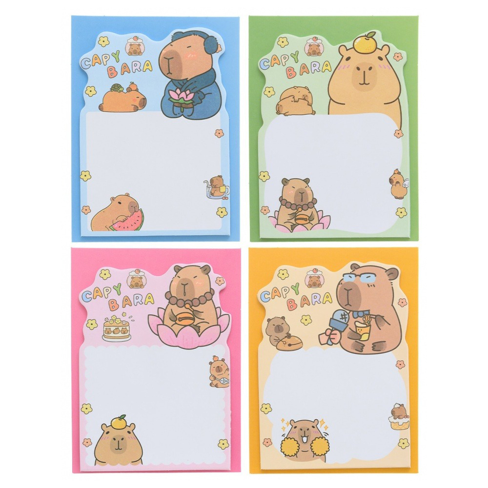 Блок для записей Basir, с липким слоем, 10*7.5 см, серия "Капибара", 75 листов