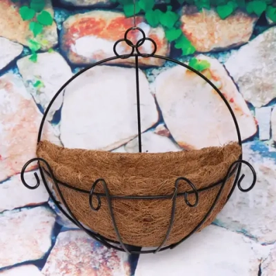 Кашпо для цветов 0,5л «Коковита» с кокосовым волокном, настенное d=20см ДоброСад