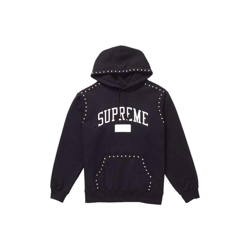 Supreme FW18 Studded Hooded Sweatshirt Black Logo