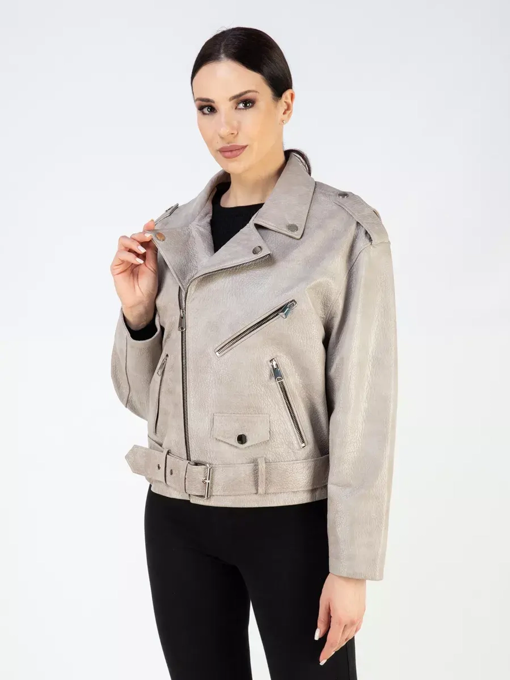 Куртка кожаная натуральная косуха оверсайз