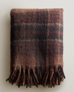 Zara Home плед из полиэстера, burgund, в полоску, 140x190 см