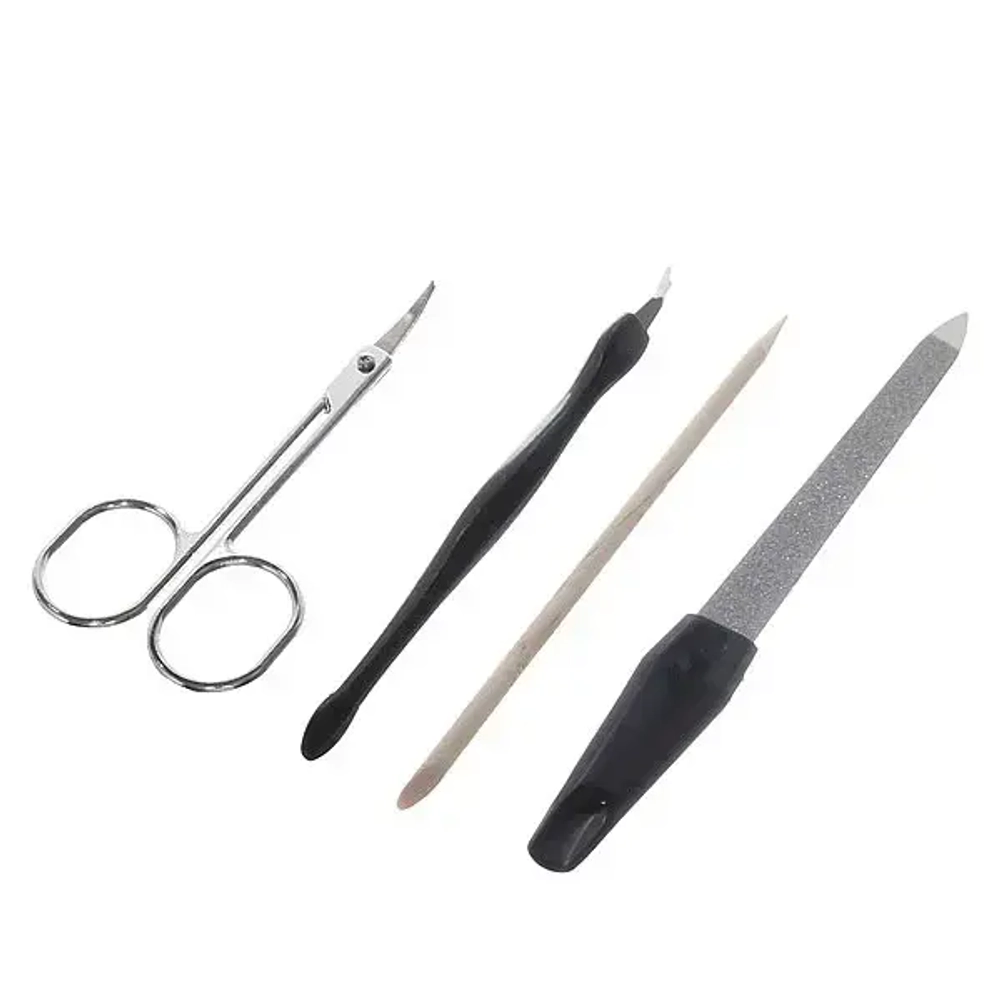 Маникюрный набор на блистере, 4 предмета «Ultramarine» (пилка металлическая, ножницы, апельсиновая палочка и триммер)