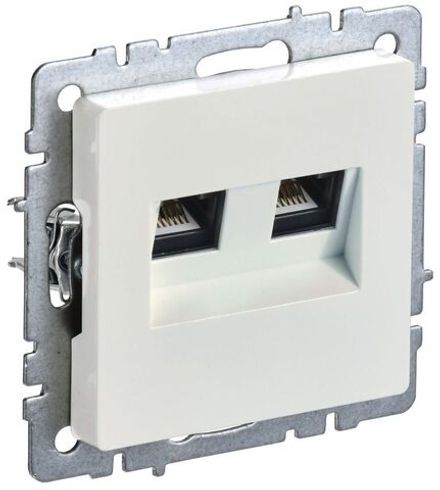 Розетка компьютерная двойн. СП RJ45 кат.6 BRITE РК11-2-БрЖ механизм жемчуж. IEK BR-K20-2-K36