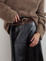 БАЗОВЫЙ ТОНКИЙ РЕМЕНЬ С МЯТОЙ ПРЯЖКОЙ ЗАМША ТЕМНЫЙ ШОКОЛАД