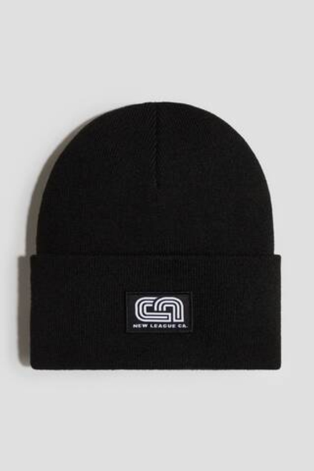 H&M Шапка тонкой вязки в рубчик, черный