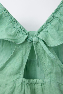 ZARA ОДНОТОННОЕ ПЛАТЬЕ И ТРУСЫ ИЗ 100% ЛЬНА, ЗЕЛЕНЫЙ