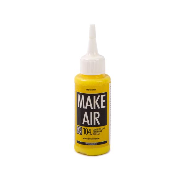 Краска для аэрографии Make Air 60 мл, К60104 лимонная жёлтая, Аква-колор