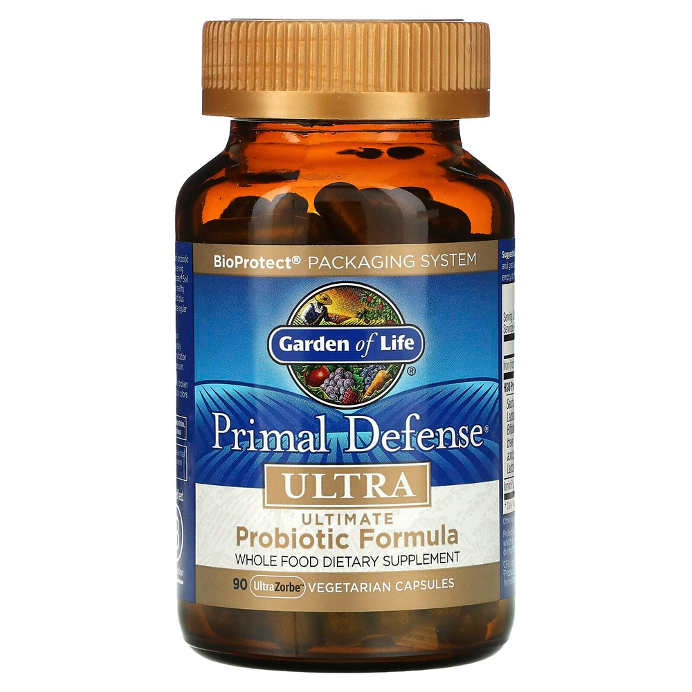 Garden of Life, Primal Defense, Ultra, универсальная пробиотическая формула, 90 вегетарианских капсул UltraZorbe