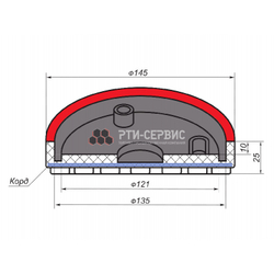 Резиновая накладка (РТИ-СЕРВИС 1009К) для подъемников "Ravaglioli" (max), кордированная