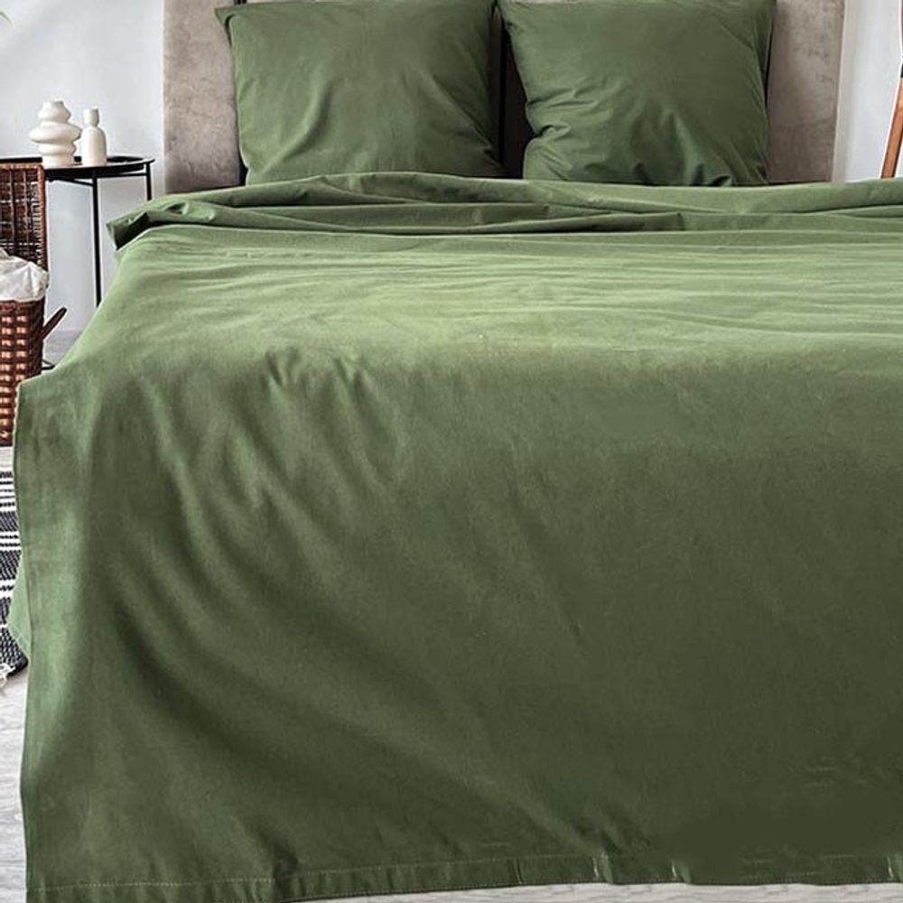 Комплект постельного белья 2 спальный Евро-стандарт SILK MOSS, хлопок-лён