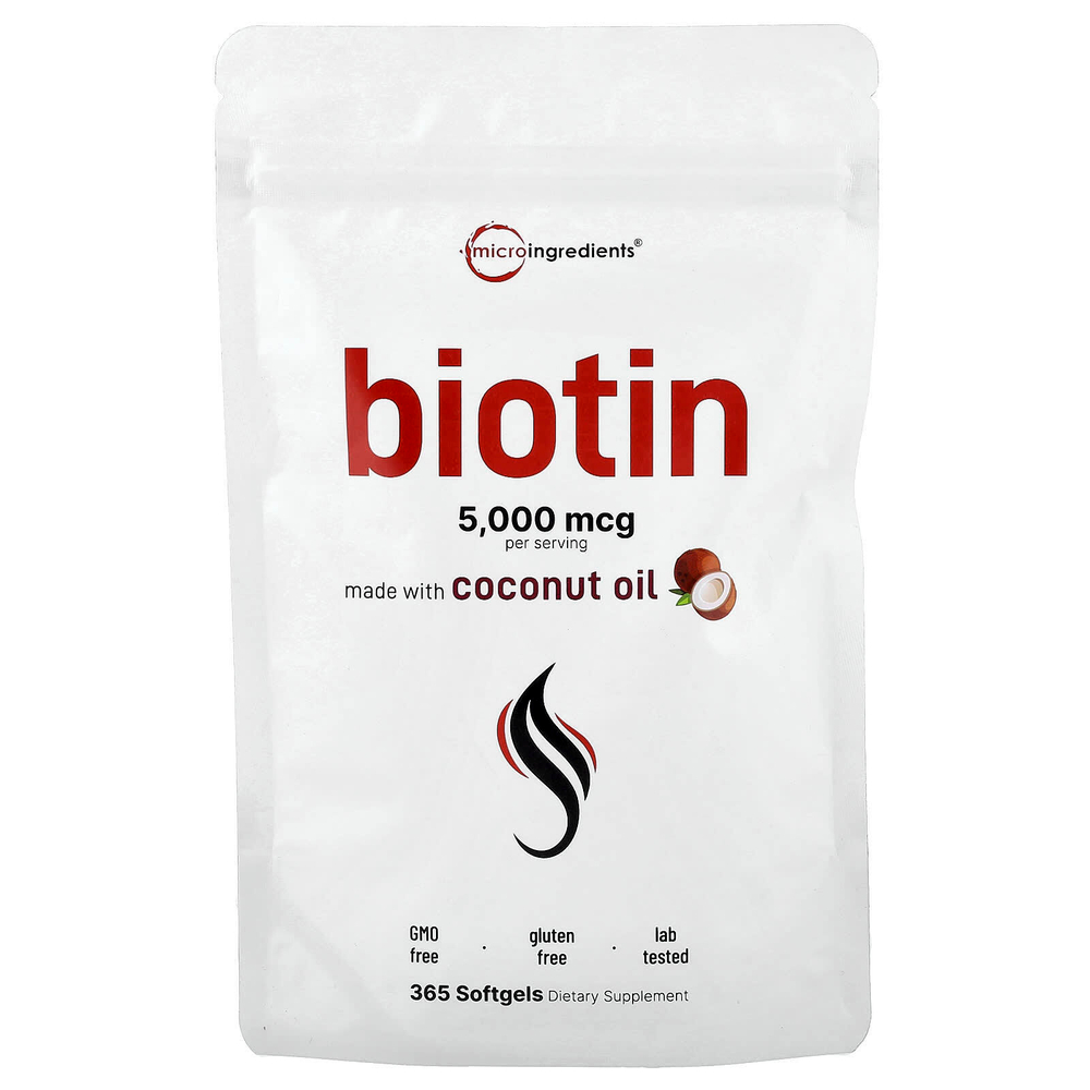 Micro Ingredients, Биотин, 5000 мкг, 365 капсул