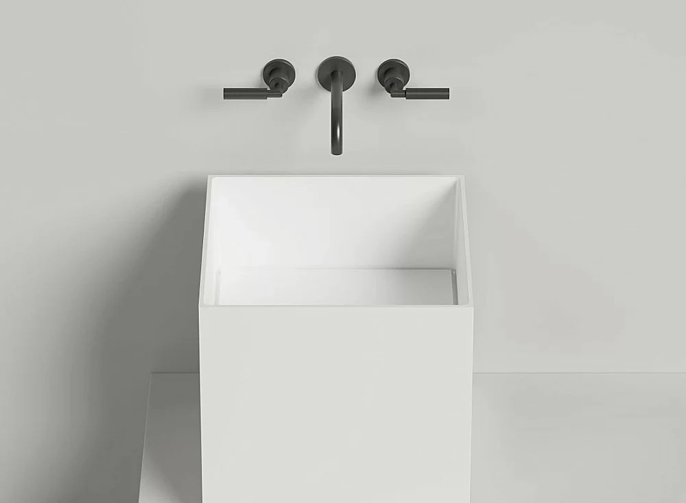 Раковина накладная Salini Armonia SQUARE 03 130523M 45 из искусственного камня S-Stone, белая матовая