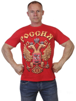 Красная футболка с гербом РФ 58 (4XL)