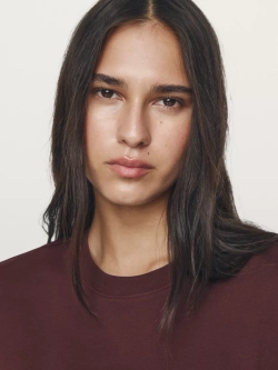 Massimo Dutti Футболка с коротким рукавом из 100% хлопка, бургунди