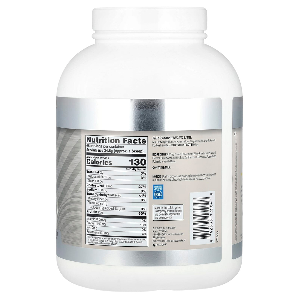 C4 / Cellucor, Сывороточный протеин C4®, ваниль, 2,28 кг (5,02 фунта)