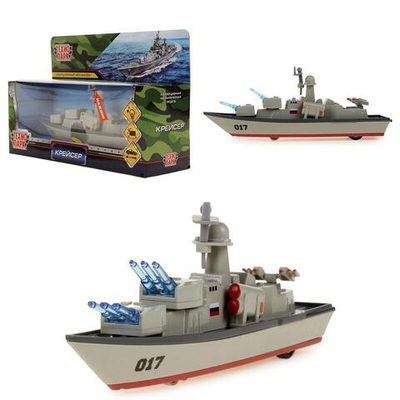 Модель ин. мет. "Крейсер" 18см, свет-звук, в ассорт, в коробка FY016-18SLMIL-GY (Технопарк)