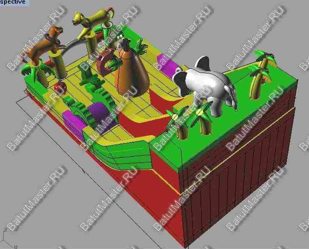 Коммерческий надувной батут "Сафари парк" 14*6*7 м